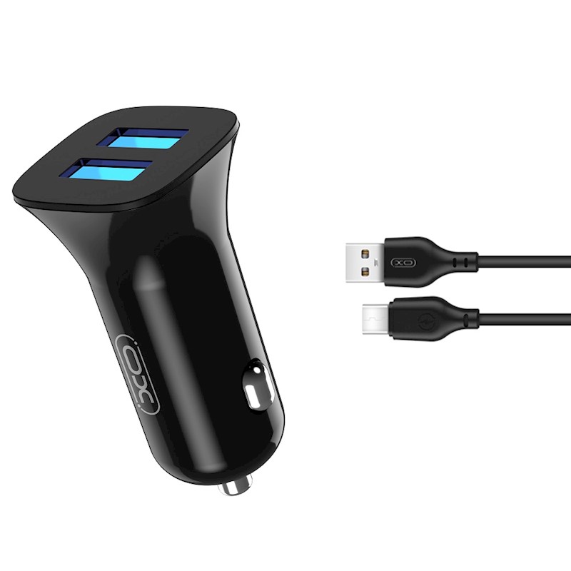 CARGADOR PARA AUTO DUAL USB XO - TZ10 C/CABLE TIPO C - 09874